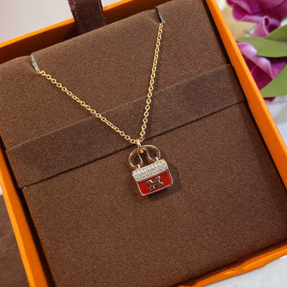 [⭐Hevara Jewelry]CONSTANCE RED PEDANT PINK GOLD NECKLACE
