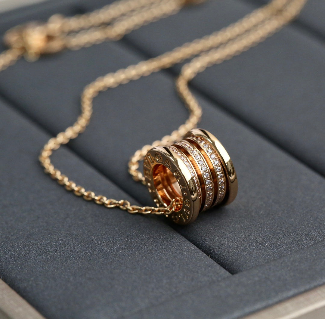 [⭐Hevara Jewelry]ZERO 1 PINK GOLD DIAMOND NECKLACE