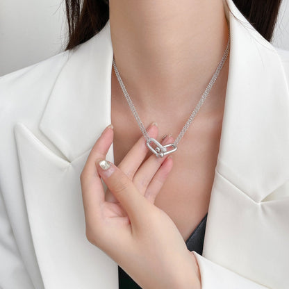 [Hevara Jewelry]HARDWEAR DIAMOND PEDANT DOUBLE CHAIN NECKLACE