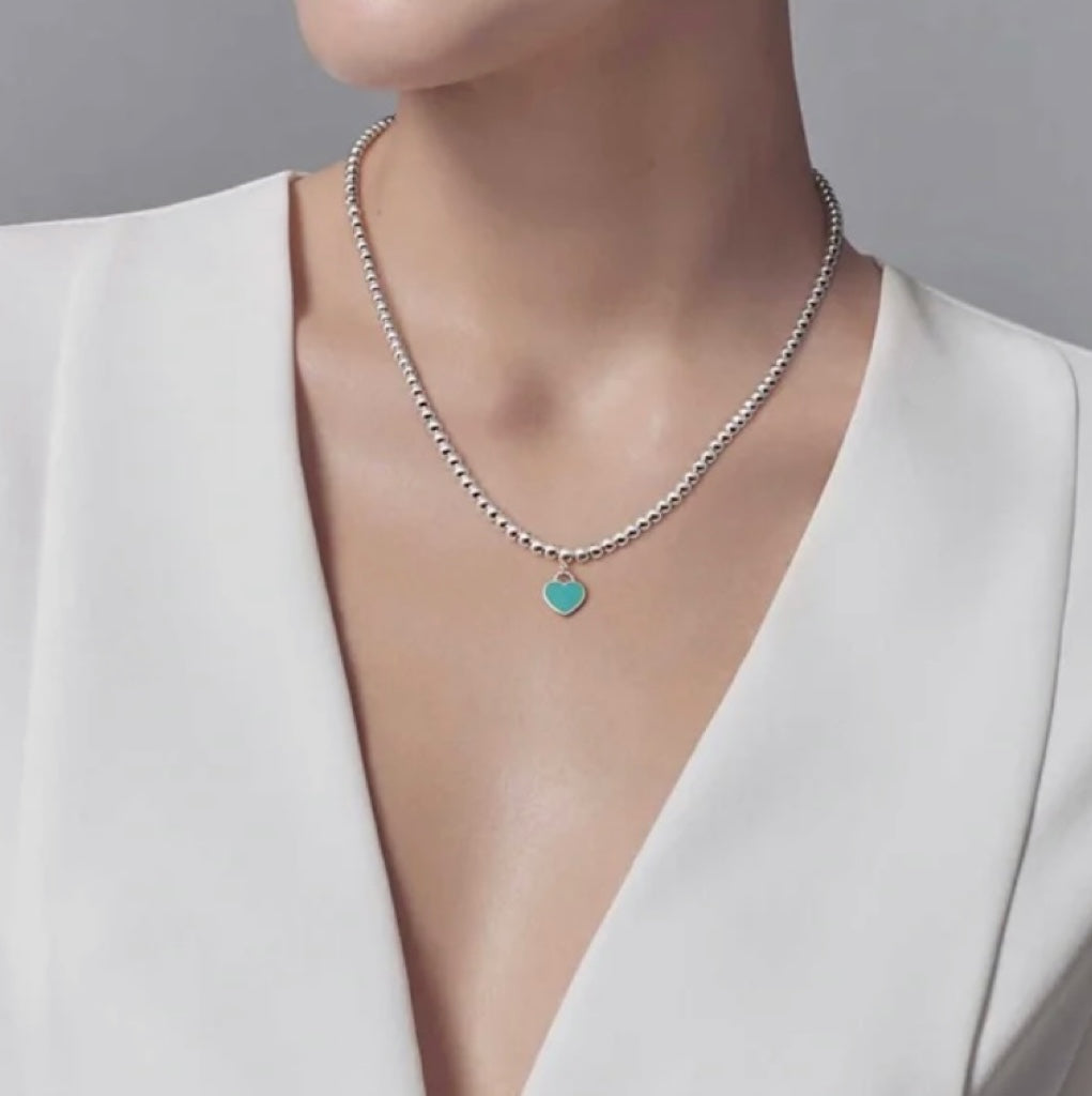 [Hevara Jewelry]RETURN TO TIF SILVER BEAD NECKLACE