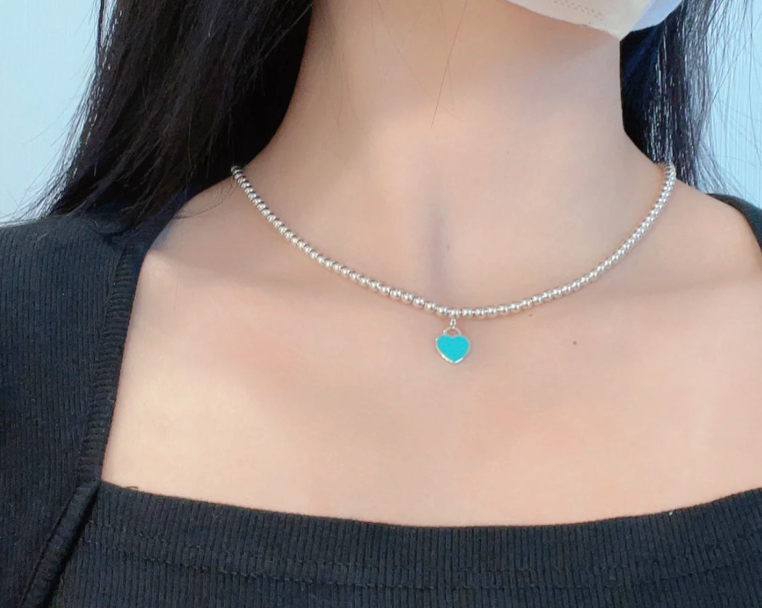 [Hevara Jewelry]RETURN TO TIF SILVER BEAD NECKLACE