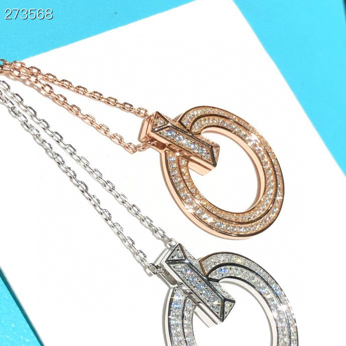 [Hevara Jewelry]T1 CIRCLE DIAMOND PAVED MEDIUM NECKLACE