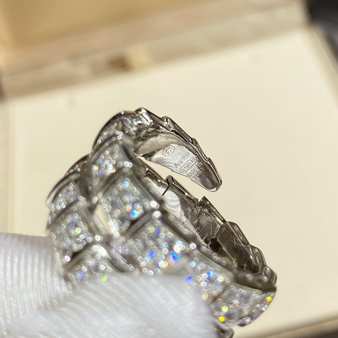 [⭐Hevara Jewelry]SERPENTI DOUBLE RING SILVER DIAMOND PAVED