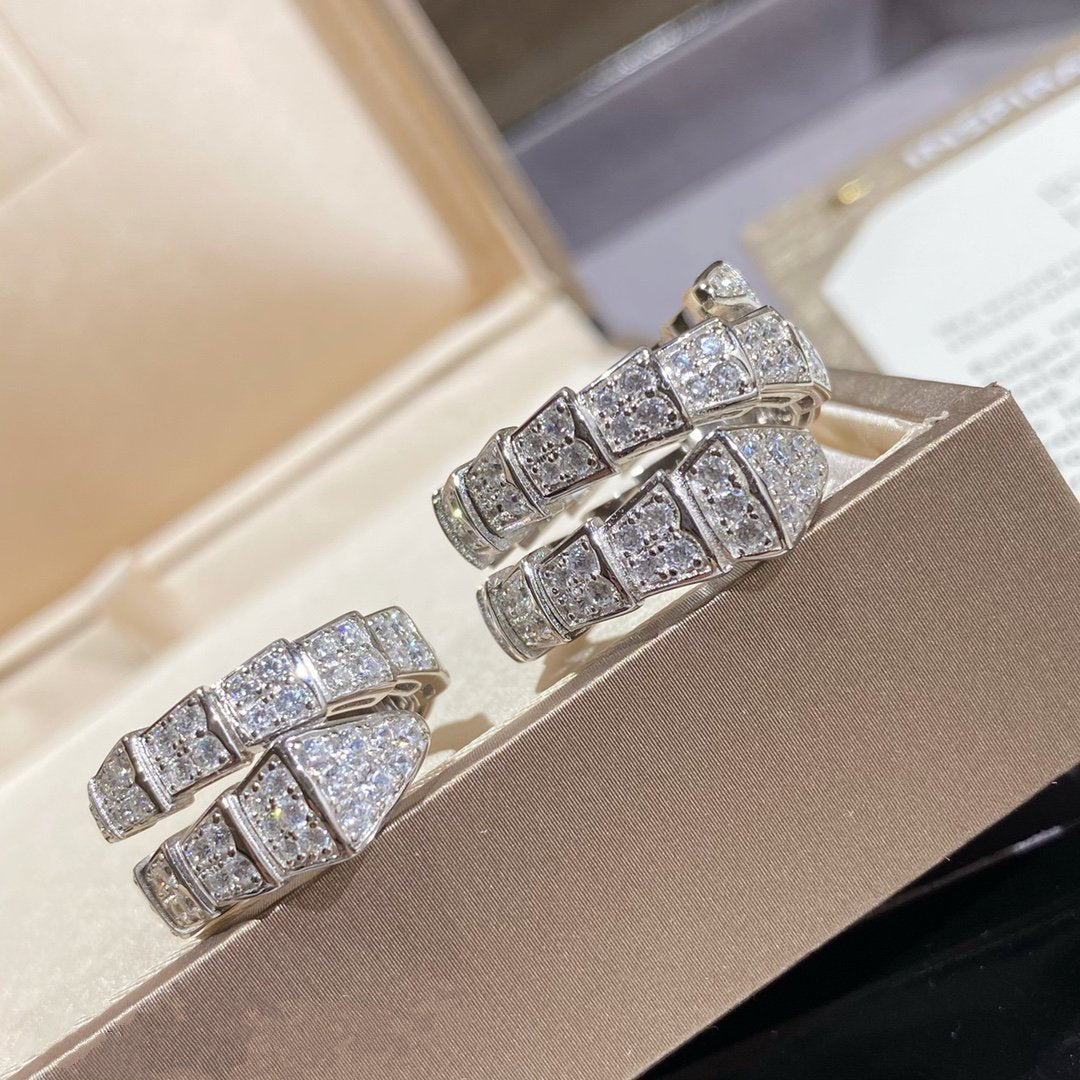 [⭐Hevara Jewelry]SERPENTI DOUBLE RING SILVER DIAMOND PAVED