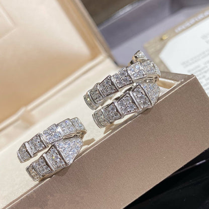 [⭐Hevara Jewelry]SERPENTI DOUBLE RING SILVER DIAMOND PAVED
