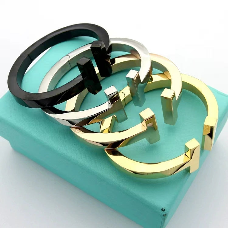 [Hevara Jewelry]T SQUARE OPEN BRACELET