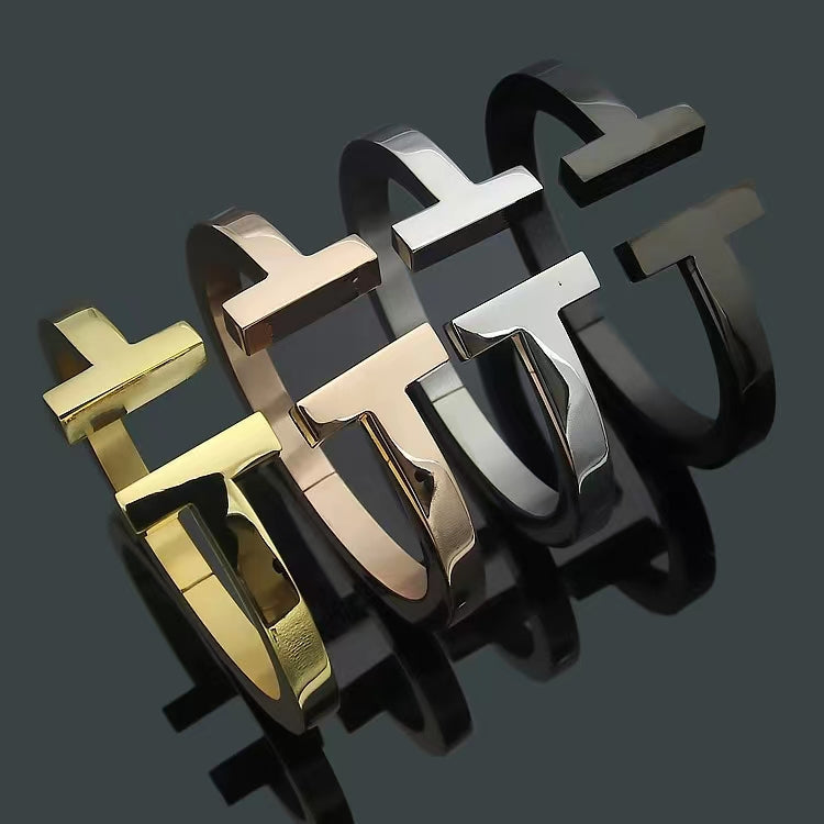 [Hevara Jewelry]T SQUARE OPEN BRACELET