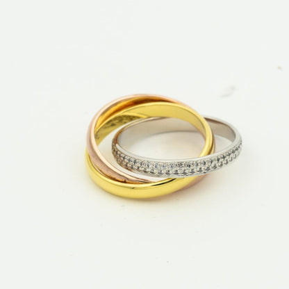 [⭐Hevara Jewelry Jewelry]TRINITY RING GOLD PINK GOLD SILVER DIAMONDS