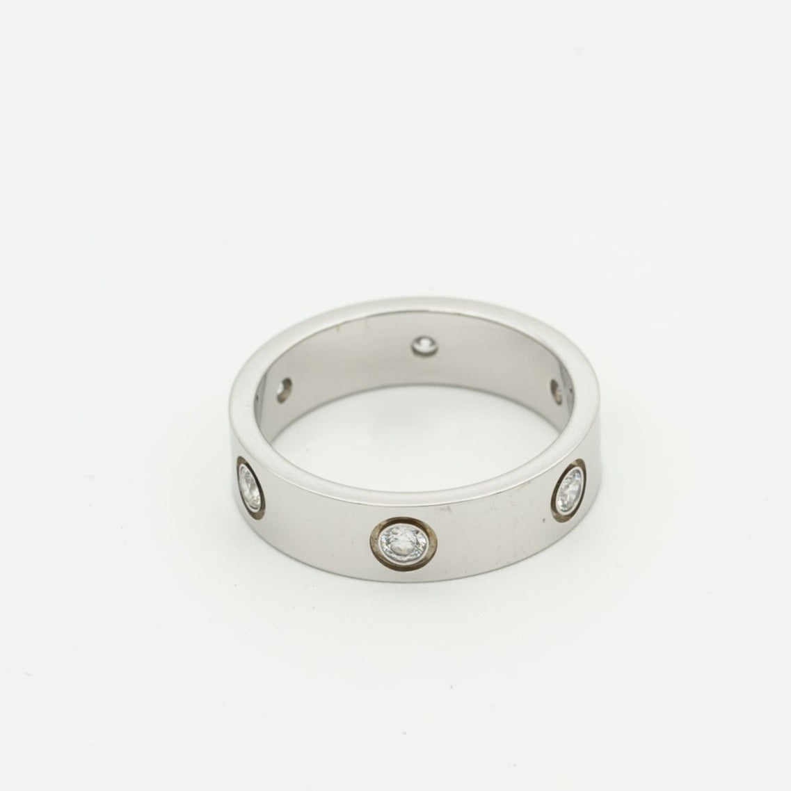 [⭐Hevara Jewelry]LOVE RING 5.5MM 6 DIAMONDS SILVER