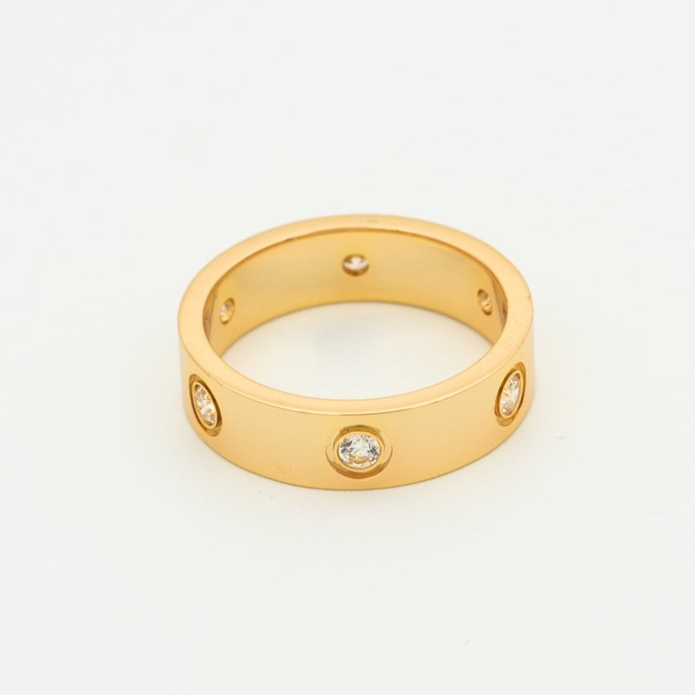 [⭐Hevara Jewelry]LOVE RING 5.5MM 6 DIAMONDS PINK GOLD