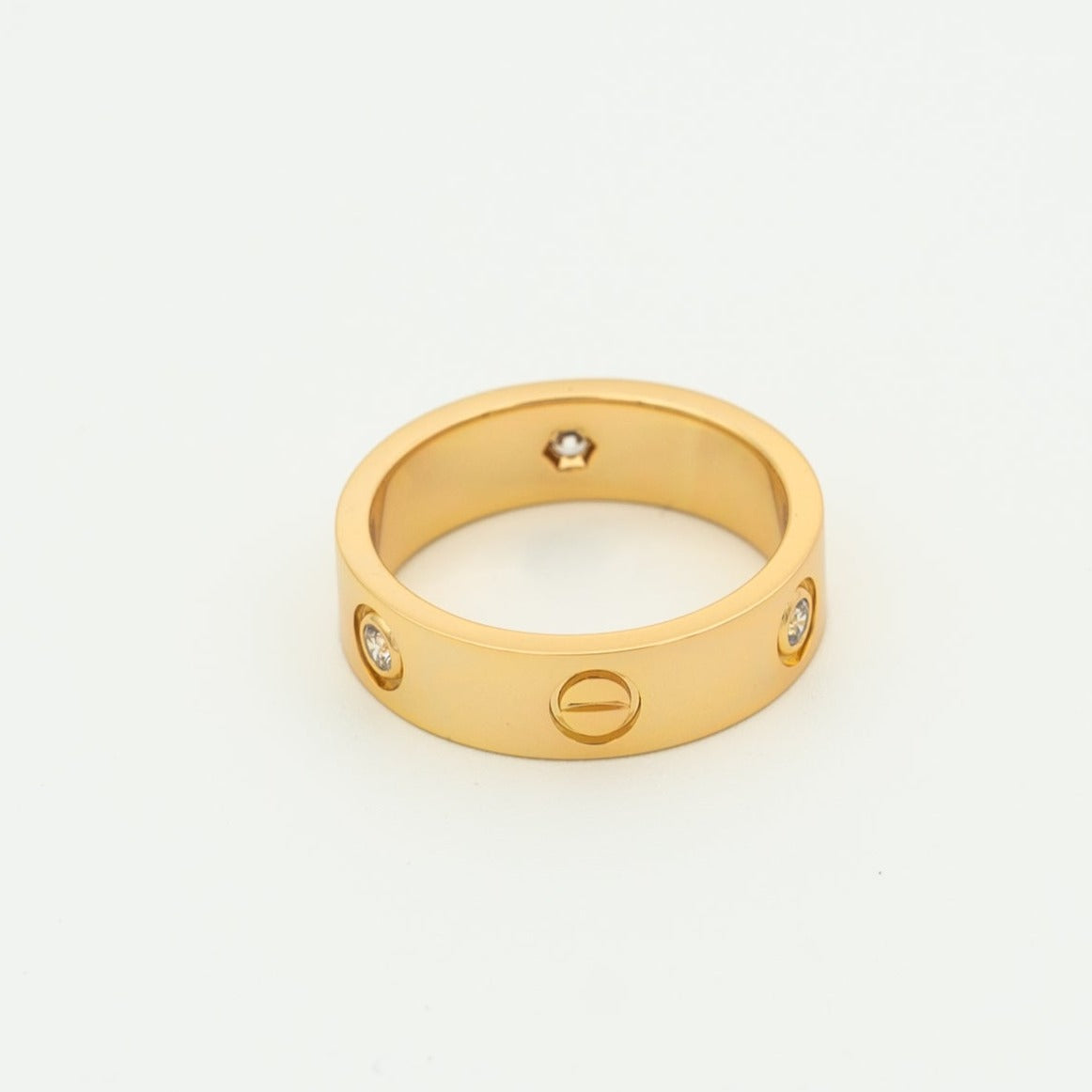 [⭐Hevara Jewelry]LOVE RING 5.5MM 3 DIAMONDS PINK GOLD