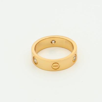 [⭐Hevara Jewelry]LOVE RING 5.5MM 3 DIAMONDS PINK GOLD