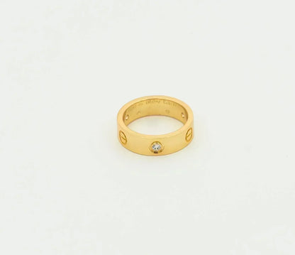 [⭐Hevara Jewelry]LOVE RING 5.5MM 3 DIAMONDS GOLD