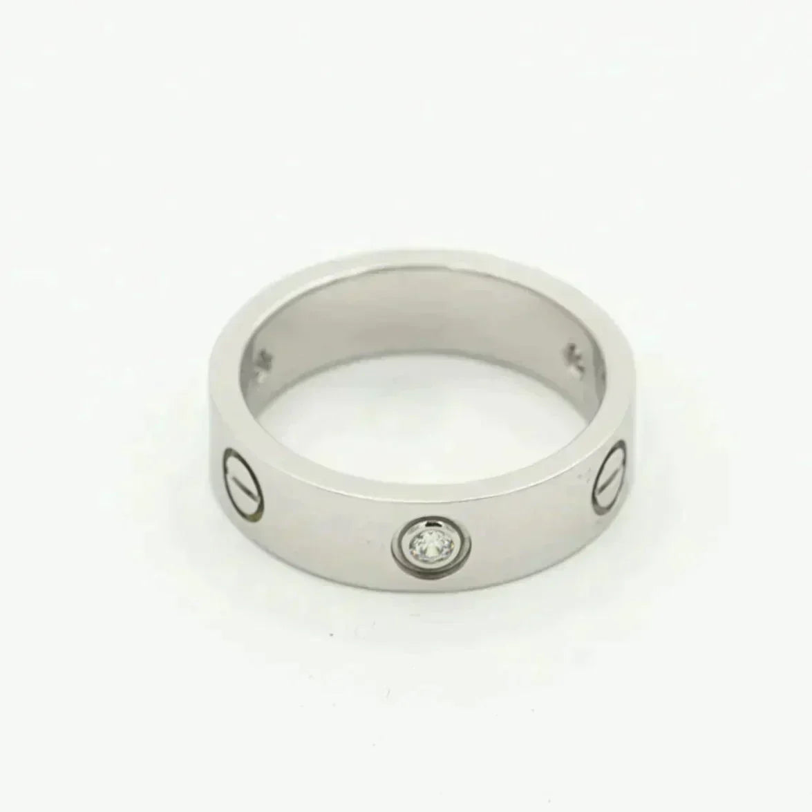 [⭐Hevara Jewelry]LOVE RING 5.5MM 3 DIAMONDS SILVER