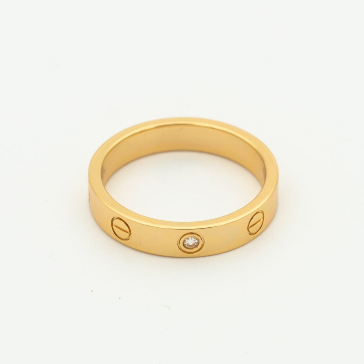 [⭐Hevara Jewelry]LOVE RING 4MM 1 DIAMOND PINK GOLD