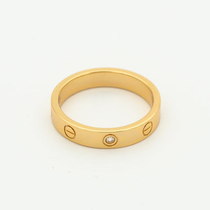 [⭐Hevara Jewelry]LOVE RING 4MM 1 DIAMOND PINK GOLD