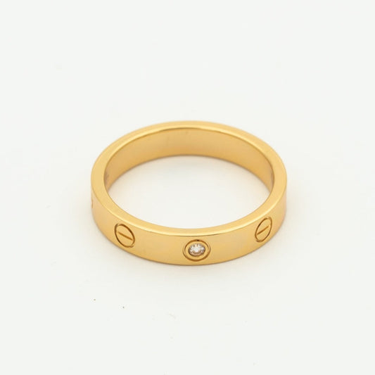 [⭐Hevara Jewelry]LOVE RING 4MM 1 DIAMOND PINK GOLD