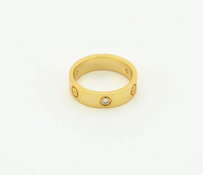 [⭐Hevara Jewelry]LOVE RING 4MM 1 DIAMOND GOLD