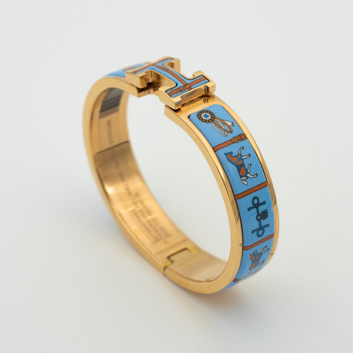 [⭐Hevara Jewelry]H PINK GOLD BRACELET BLUE CERAMIC