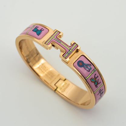[⭐Hevara Jewelry]H PINK GOLD BRACELET PINK CERAMIC