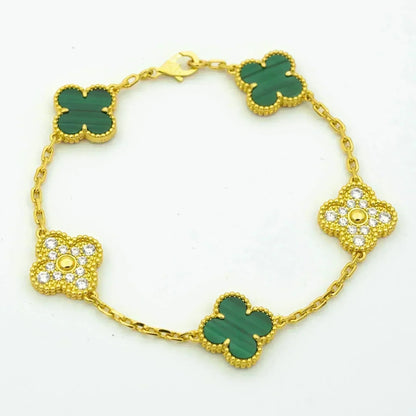 [⭐Hevara Jewelry] CLOVER 5 MOTIF MALACHITE BRACELET COLLECTION