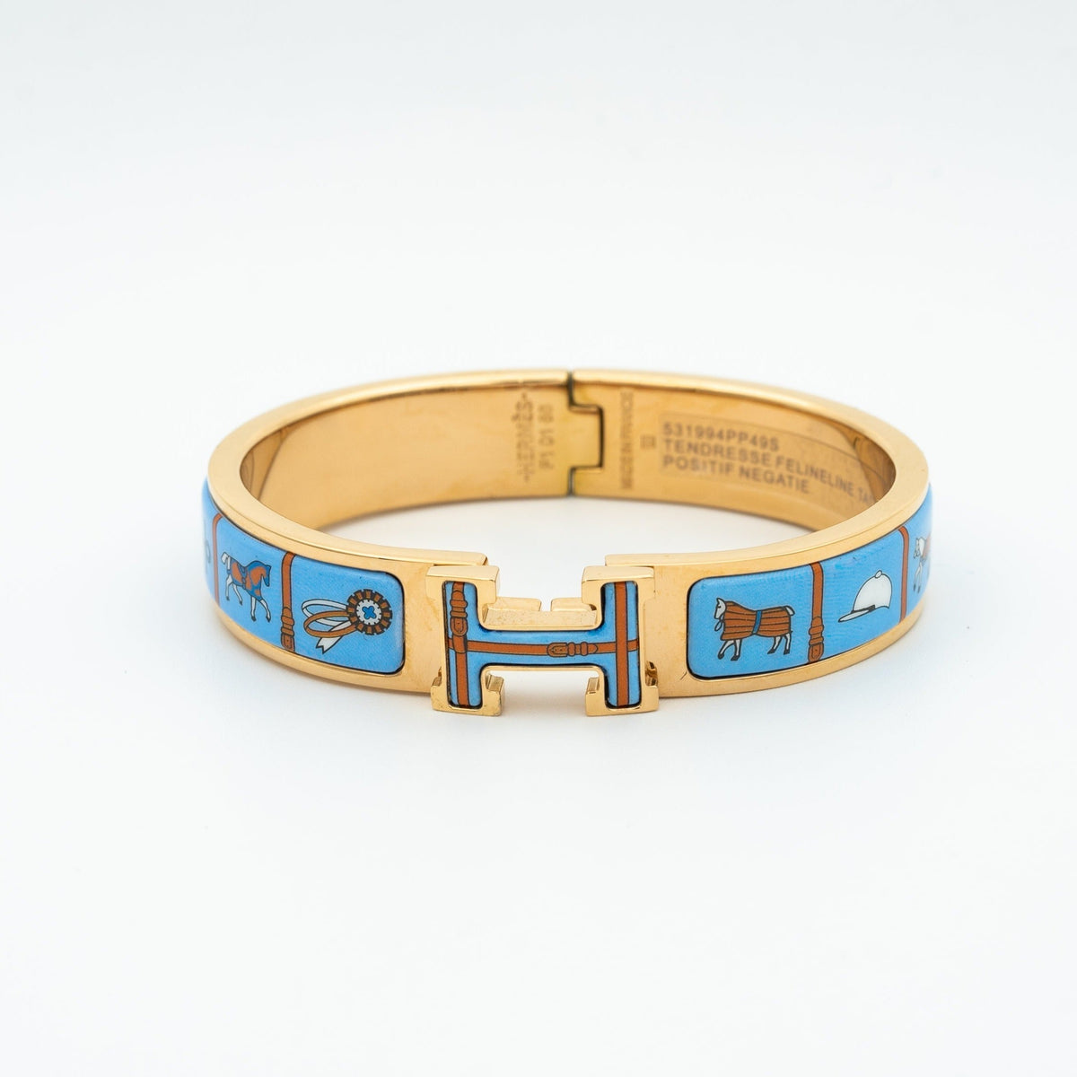[⭐Hevara Jewelry]H PINK GOLD BRACELET BLUE CERAMIC