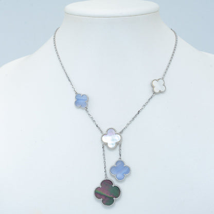 [⭐Hevara Jewelry]CLOVER MOP CHALCEDONY NECKLACE SILVER 6 MOTIF