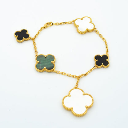[⭐Hevara Jewelry]CLOVER BRACELET 5 MOTIFS ONYX MOP