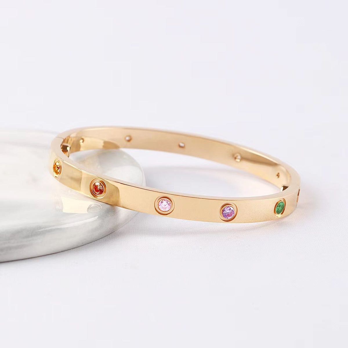 [⭐Hevara Jewelry] 2026 RAINBOW LOVE BRACELET 6.1MM  10 DIAMONDS