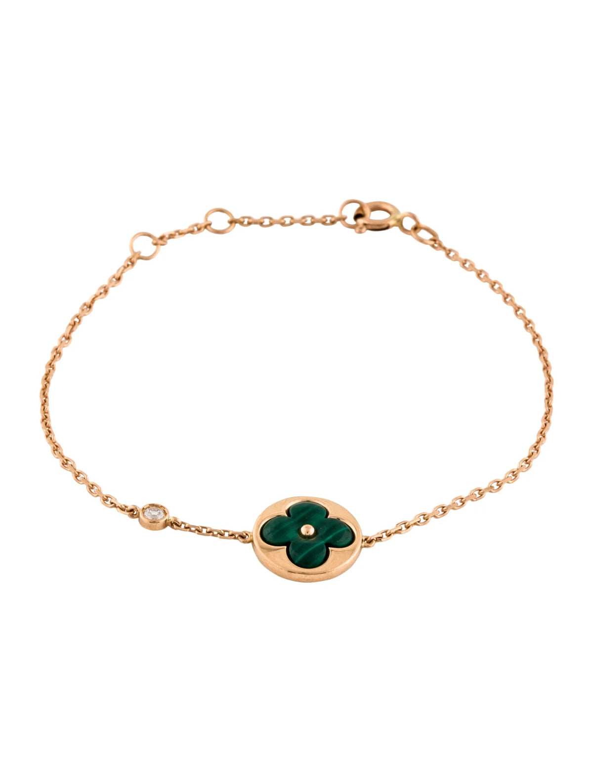 [⭐Hevara Jewelry]SUN MALACHITE 1 DIAMOND PINK GOLD BRACELET