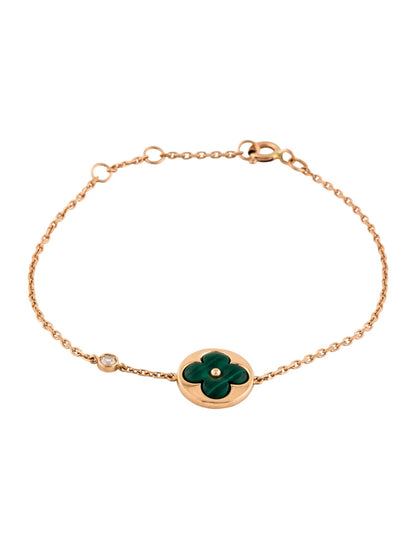 [⭐Hevara Jewelry]SUN MALACHITE 1 DIAMOND PINK GOLD BRACELET