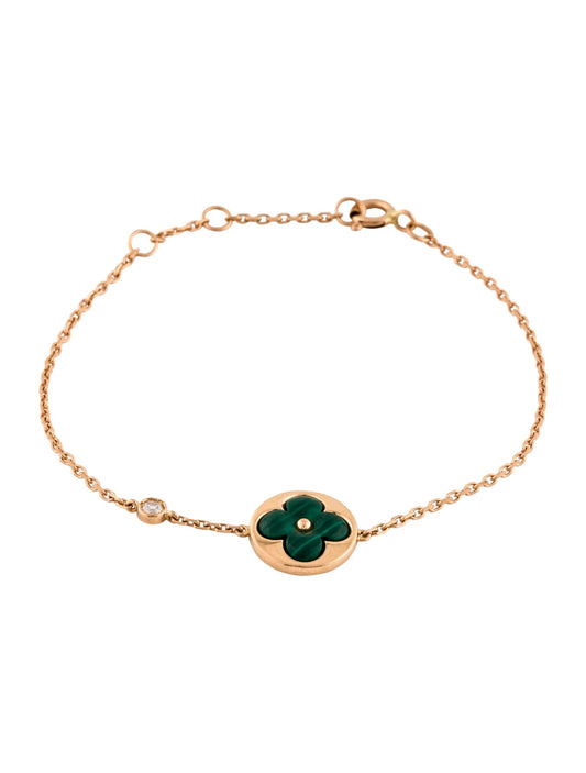 [⭐Hevara Jewelry]SUN MALACHITE 1 DIAMOND PINK GOLD BRACELET