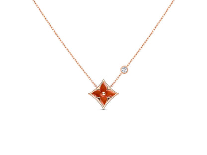 [⭐Hevara Jewelry]STAR NECKLACE PINK GOLD 1 DIAMOND
