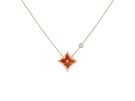 [⭐Hevara Jewelry]STAR NECKLACE PINK GOLD 1 DIAMOND
