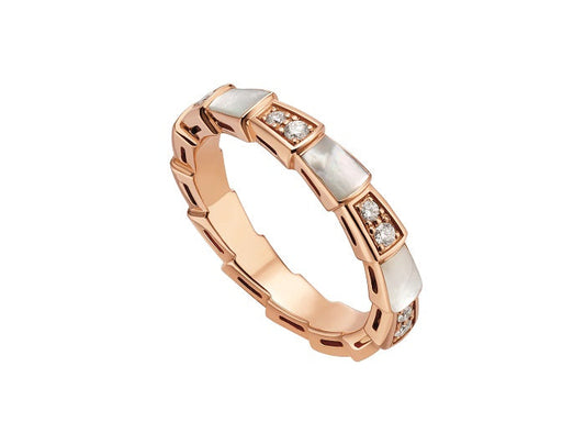 [⭐Hevara Jewelry]SERPENTI RING PINK GOLD DIAMOND MOP 3MM