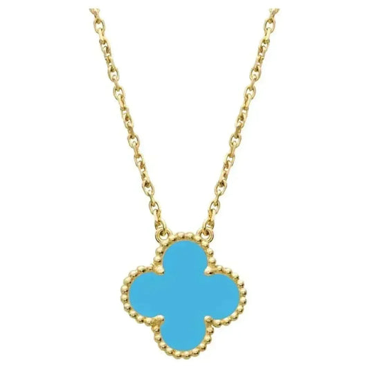 [⭐Hevara Jewelry]CLOVER 15MM VINTAGE TURQUOISE NECKLACE
