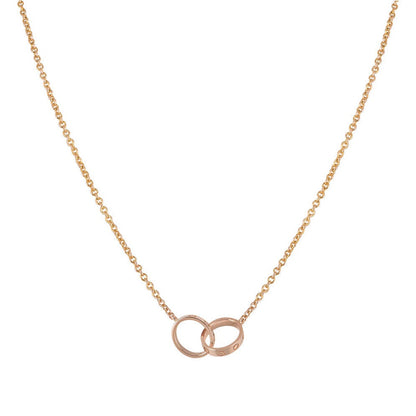 [⭐Hevara Jewelry]LOVE NECKLACE DOUBLE RING PINK GOLD