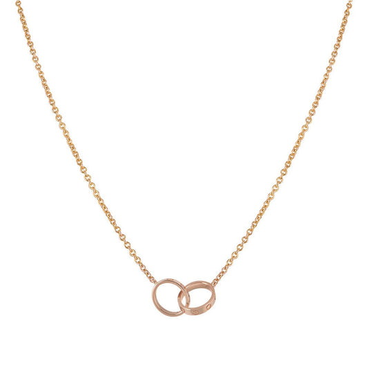 [⭐Hevara Jewelry]LOVE NECKLACE DOUBLE RING PINK GOLD
