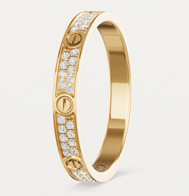 [⭐Hevara Jewelry]LOVE RING 2.6mm-wide full-diamond ring Gold