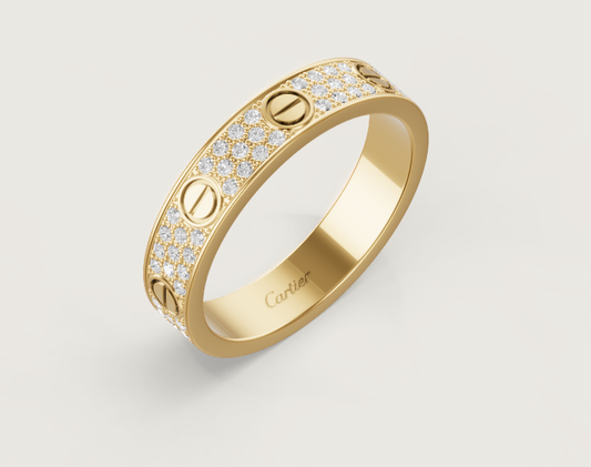 [⭐Hevara Jewelry]LOVE RING 4mm-wide full-diamond ring GOLD