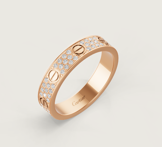 [⭐Hevara Jewelry]LOVE RING 4mm-wide full-diamond ring Rose Gold