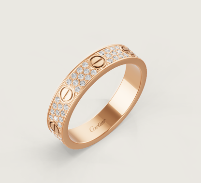 [⭐Hevara Jewelry]LOVE RING 4mm-wide full-diamond ring Rose Gold
