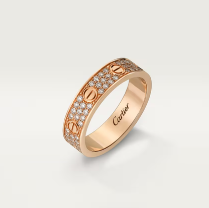 [⭐Hevara Jewelry]LOVE RING 4mm-wide full-diamond ring Rose Gold