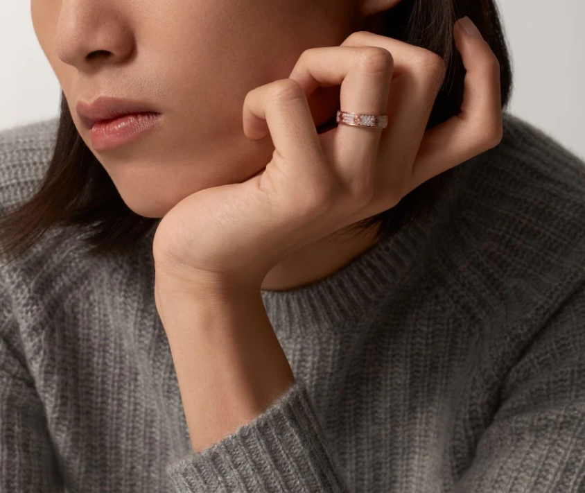[⭐Hevara Jewelry]LOVE RING 4mm-wide full-diamond ring Rose Gold