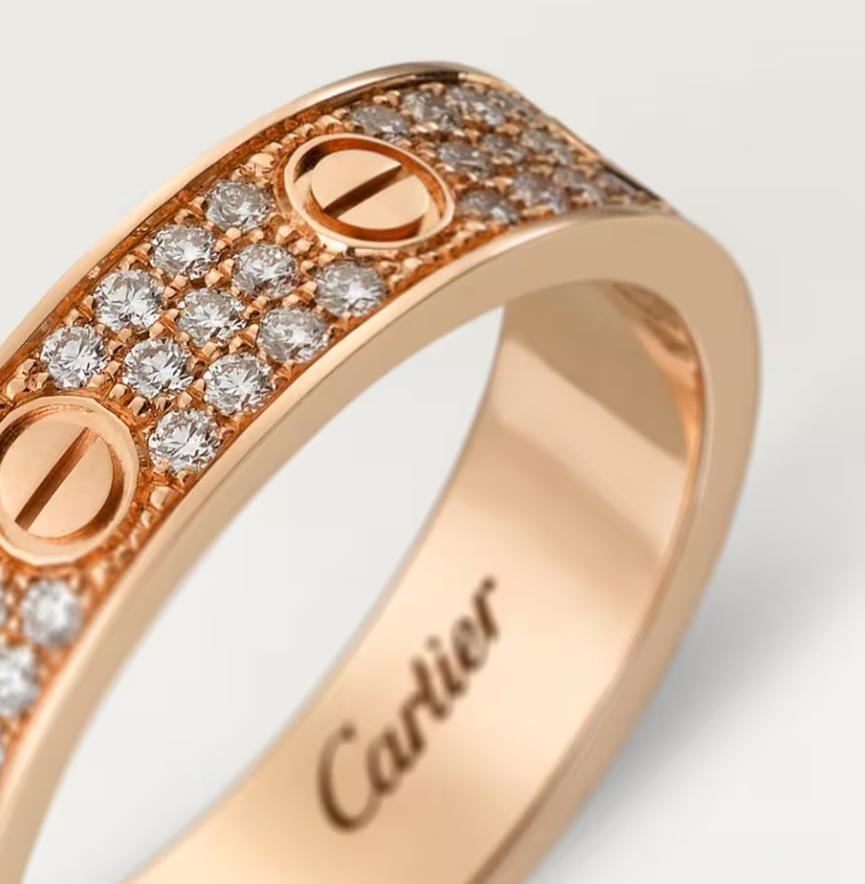 [⭐Hevara Jewelry]LOVE RING 4mm-wide full-diamond ring Rose Gold
