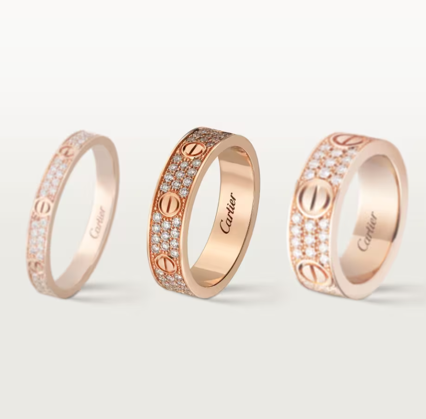 [⭐Hevara Jewelry]LOVE RING 4mm-wide full-diamond ring Rose Gold
