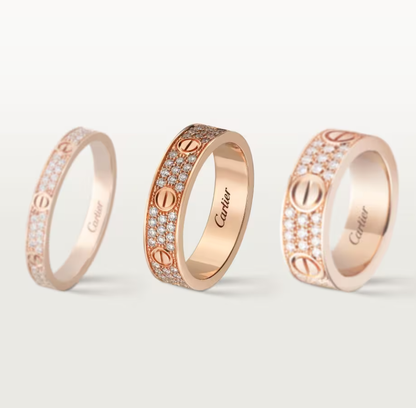 [⭐Hevara Jewelry]LOVE RING 4mm-wide full-diamond ring Rose Gold