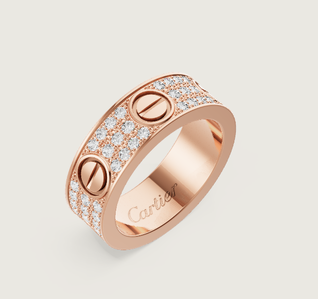 [⭐Hevara Jewelry]LOVE RING 6.5mm-wide full-diamond ring Rose Gold
