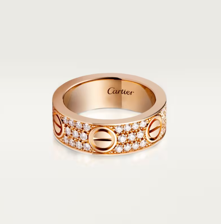 [⭐Hevara Jewelry]LOVE RING 6.5mm-wide full-diamond ring Rose Gold