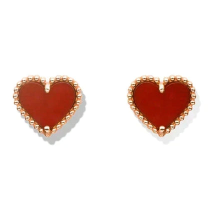 [⭐Hevara Jewelry]HEART CARNELIAN STUD EARRINGS